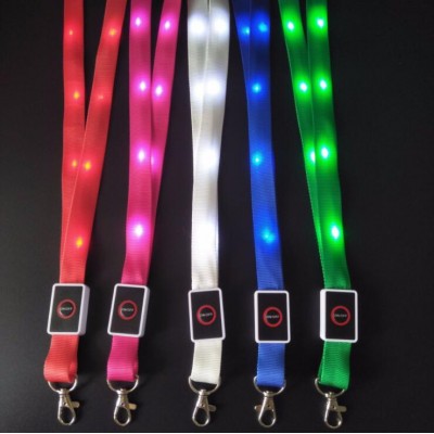 Promotional Polyester Mobile Phone Holder LED Flashing Lanyard