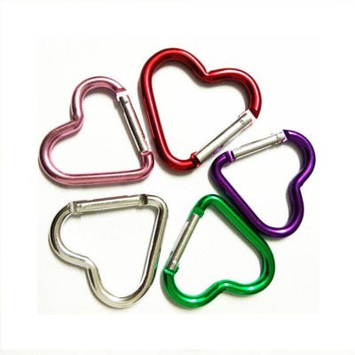 Wholesale Bulk Colorful Heart Shape Aluminum Carabiner Hook